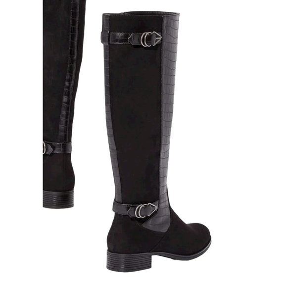 NIB JUSTFAB TANIYA KNEE HIGH FLAT BOOT (7 / BLACK) - Picture 6 of 10